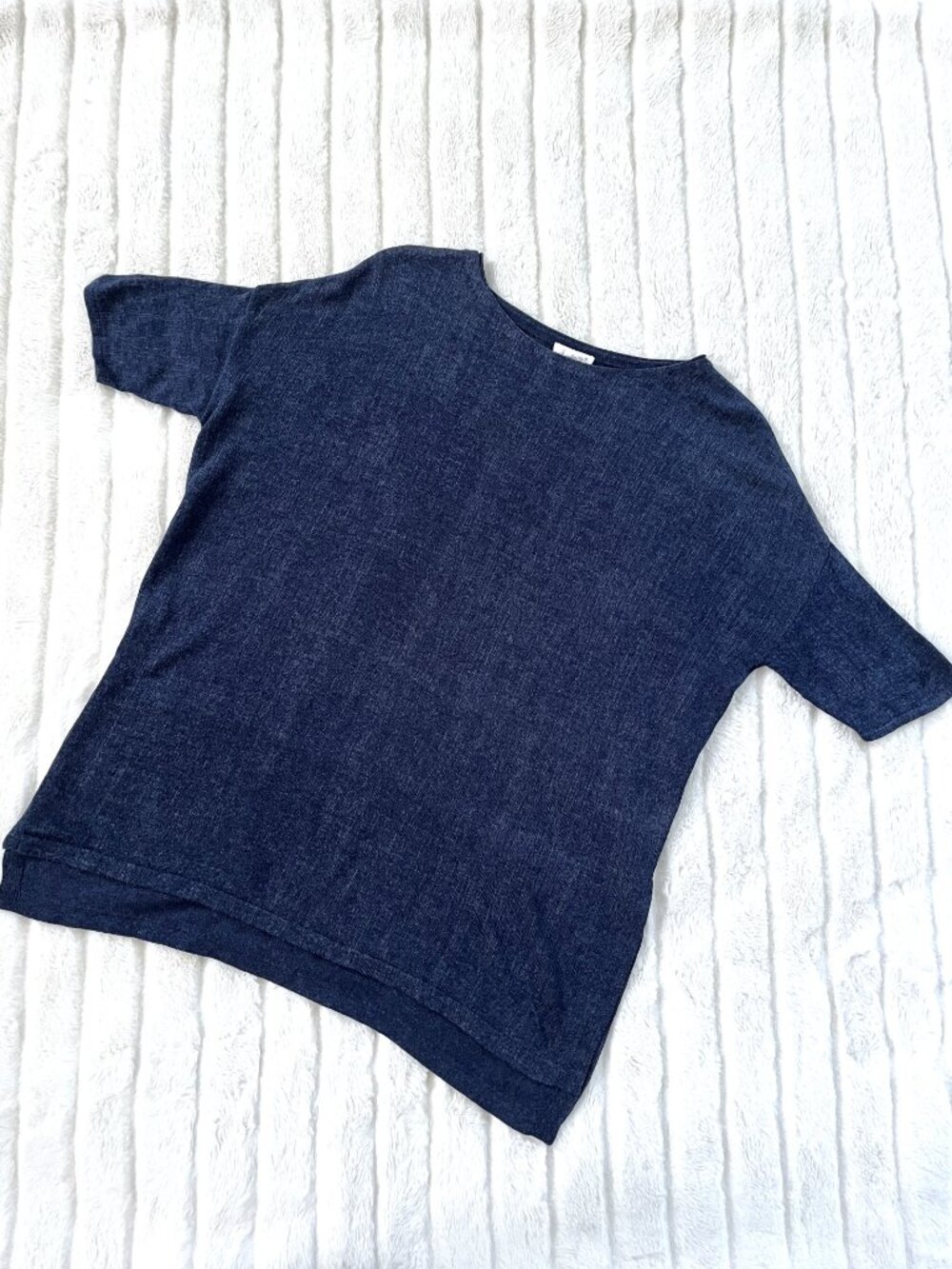 Pure Jill Linen-Blend Tunic Sweater (Blue) XS